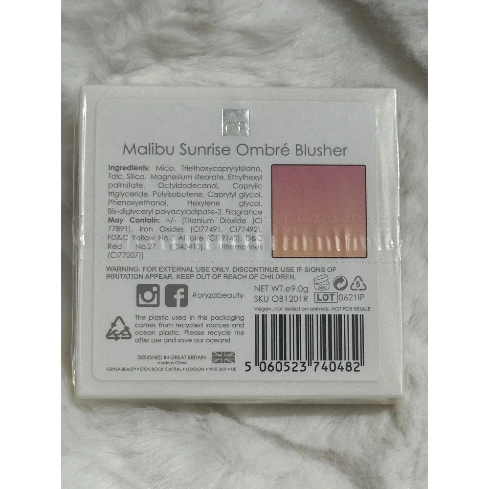 Oryza Beauty Malibu Sunrise Ombre Blusher Peach Coral Gradient Blush 9g NEW